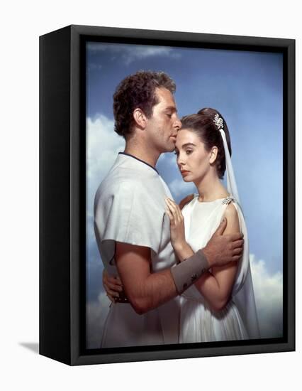 La tunique THE ROBE by HenryKoster with Richard Burton and Jean Simmons, 1953 (photo)-null-Framed Stretched Canvas