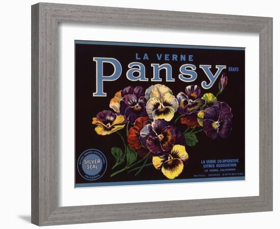 La Verne Pansy Brand - La Verne, California - Citrus Crate Label-Lantern Press-Framed Art Print