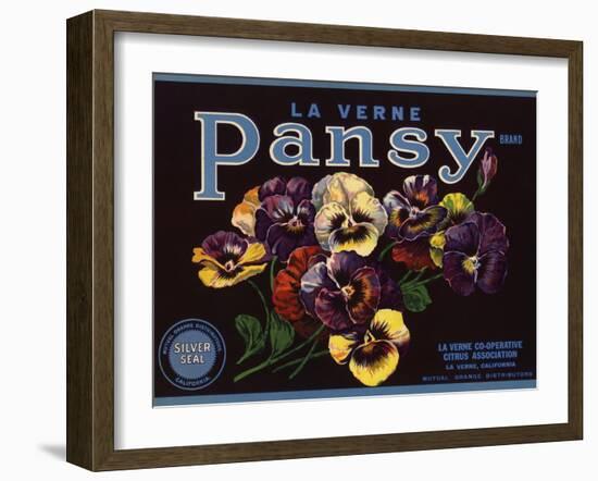 La Verne Pansy Brand - La Verne, California - Citrus Crate Label-Lantern Press-Framed Art Print