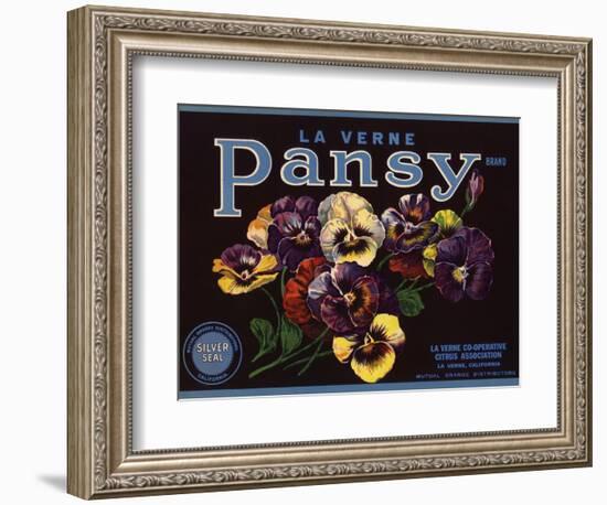 La Verne Pansy Brand - La Verne, California - Citrus Crate Label-Lantern Press-Framed Art Print