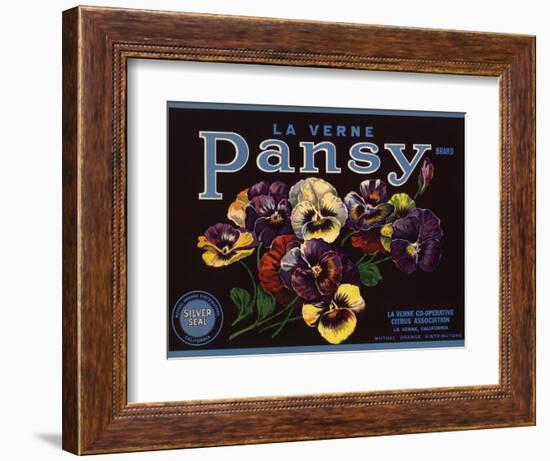 La Verne Pansy Brand - La Verne, California - Citrus Crate Label-Lantern Press-Framed Art Print