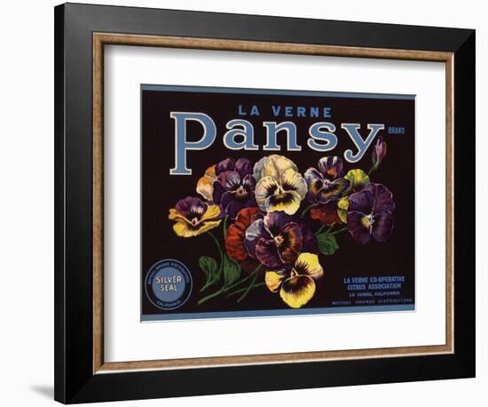 La Verne Pansy Brand - La Verne, California - Citrus Crate Label-Lantern Press-Framed Art Print