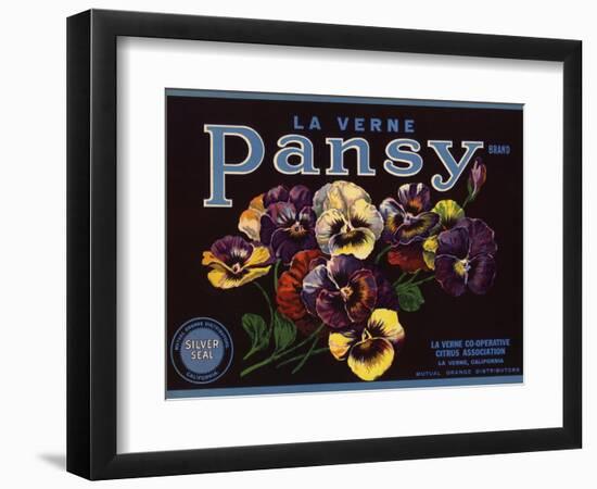 La Verne Pansy Brand - La Verne, California - Citrus Crate Label-Lantern Press-Framed Art Print