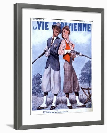 La Vie Parisienne, Couples Shooting Guns Hunting Magazine, France, 1936-null-Framed Giclee Print