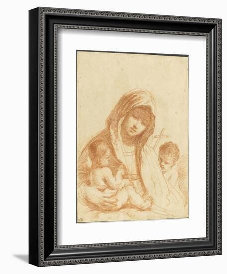 La Vierge à l'Enfant avec le petit saint Jean-Guerchin Le-Framed Giclee Print