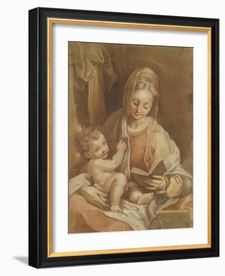 La Vierge assise tenant l'Enfant Jésus nu et un livre ouvert-Federico Barocci-Framed Giclee Print