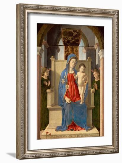 La Vierge Avec Un Lys (Avec L'enfant Jesus Sur Un Trone, Entoure De Deux Anges) - Virgin with a Lil-Marco Zoppo-Framed Giclee Print