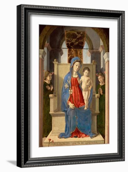 La Vierge Avec Un Lys (Avec L'enfant Jesus Sur Un Trone, Entoure De Deux Anges) - Virgin with a Lil-Marco Zoppo-Framed Giclee Print