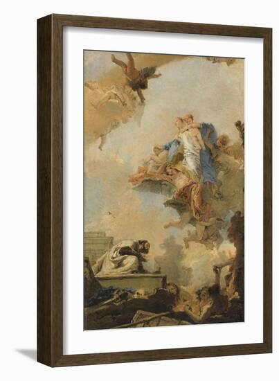 La Vierge du Carmel apparaissant à Saint Simon-Giovanni Battista Tiepolo-Framed Giclee Print