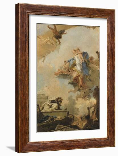 La Vierge du Carmel apparaissant à Saint Simon-Giovanni Battista Tiepolo-Framed Giclee Print