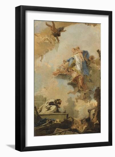 La Vierge du Carmel apparaissant à Saint Simon-Giovanni Battista Tiepolo-Framed Giclee Print