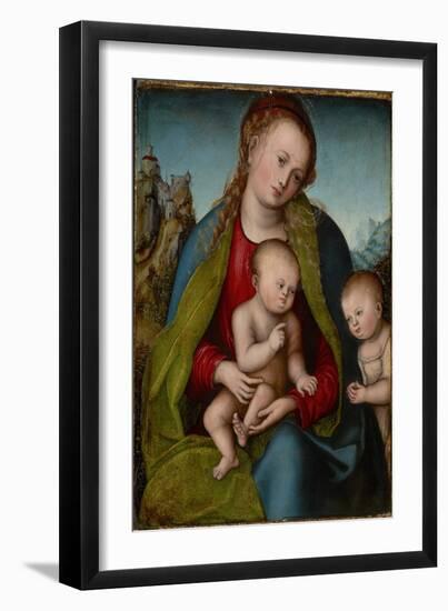 La Vierge Et L'enfant Avec Saint Jean Baptiste - Virgin and Child with John the Baptist as a Boy, B-Lucas the Elder Cranach-Framed Giclee Print