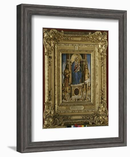 La Vierge et l'Enfant entre saint Jean-Baptiste et saint Sébastien-Francesco Zaganelli-Framed Giclee Print