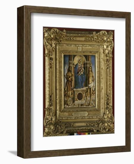 La Vierge et l'Enfant entre saint Jean-Baptiste et saint Sébastien-Francesco Zaganelli-Framed Giclee Print