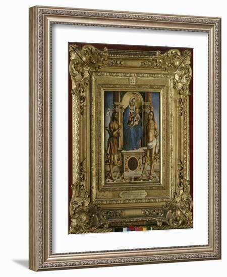 La Vierge et l'Enfant entre saint Jean-Baptiste et saint Sébastien-Francesco Zaganelli-Framed Giclee Print