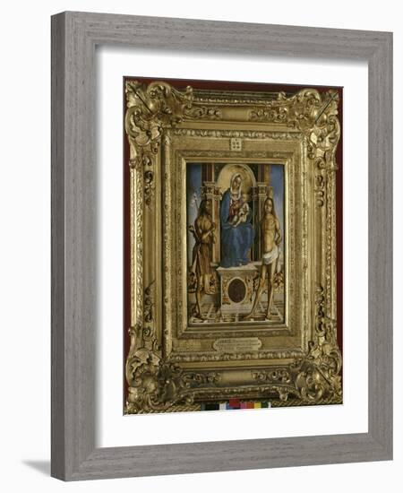 La Vierge et l'Enfant entre saint Jean-Baptiste et saint Sébastien-Francesco Zaganelli-Framed Giclee Print