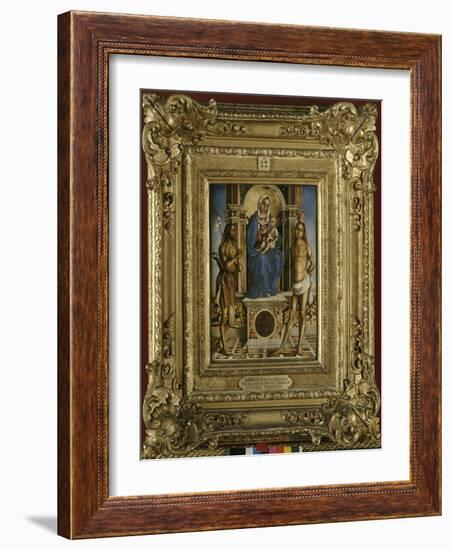 La Vierge et l'Enfant entre saint Jean-Baptiste et saint Sébastien-Francesco Zaganelli-Framed Giclee Print