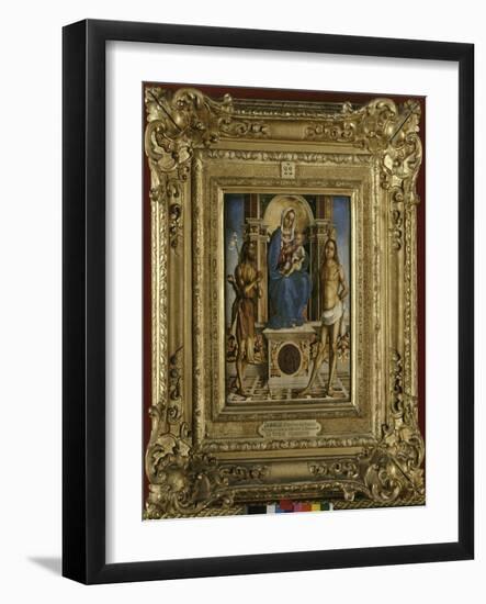 La Vierge et l'Enfant entre saint Jean-Baptiste et saint Sébastien-Francesco Zaganelli-Framed Giclee Print