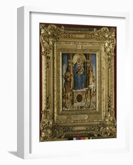 La Vierge et l'Enfant entre saint Jean-Baptiste et saint Sébastien-Francesco Zaganelli-Framed Giclee Print