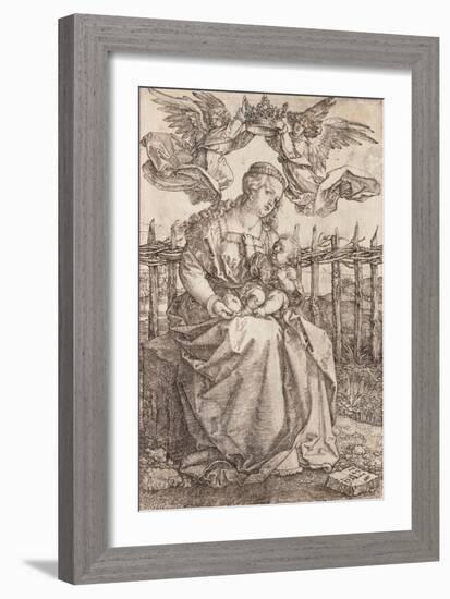 La Vierge Marie Couronnee Par Deux Anges - Gravure Sur Cuivre De Albrecht Durer (1471-1528), 1518 --Albrecht Dürer or Duerer-Framed Giclee Print