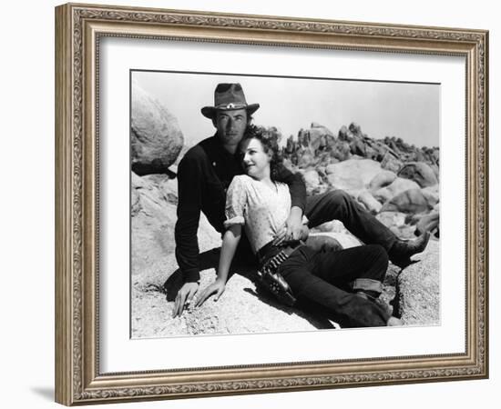 La Ville Abandonnee YELLOW SKY by William Wellman with Anne Baxter and Gregory Peck, 1948 (b/w phot-null-Framed Photo