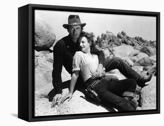 La Ville Abandonnee YELLOW SKY by William Wellman with Anne Baxter and Gregory Peck, 1948 (b/w phot-null-Framed Stretched Canvas