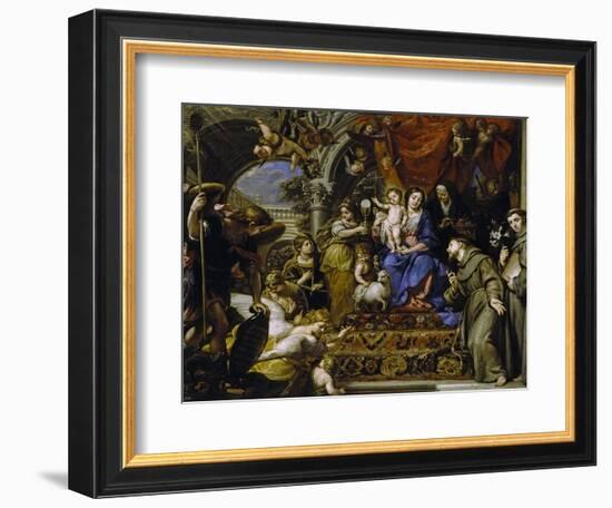 La Virgen Con El Niño Entre Las Virtudes Teologales Y Santos, 1669-Claudio Coello-Framed Giclee Print