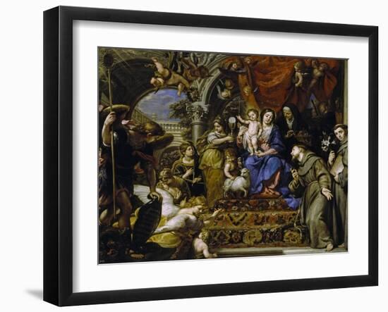 La Virgen Con El Niño Entre Las Virtudes Teologales Y Santos, 1669-Claudio Coello-Framed Giclee Print