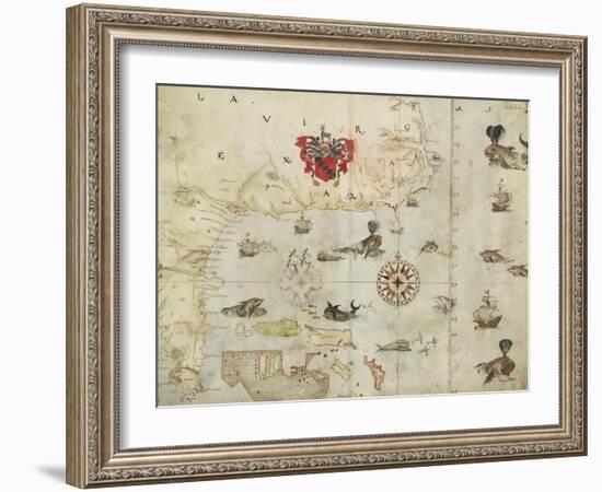 La Virgenia Pars: a Map of the East Coast of N. America-John White-Framed Art Print