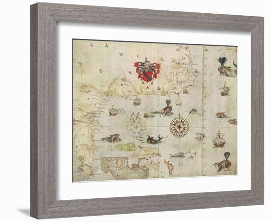 La Virgenia Pars: a Map of the East Coast of N. America-John White-Framed Art Print