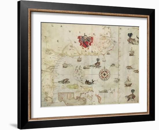 La Virgenia Pars: a Map of the East Coast of N. America-John White-Framed Art Print