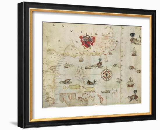 La Virgenia Pars: a Map of the East Coast of N. America-John White-Framed Art Print