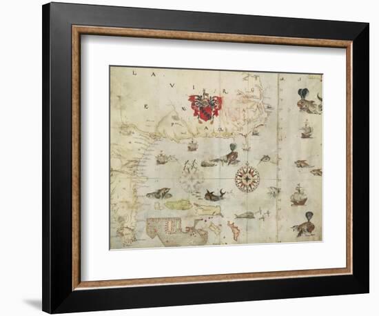 La Virgenia Pars: a Map of the East Coast of N. America-John White-Framed Art Print