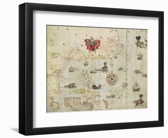 La Virgenia Pars: a Map of the East Coast of N. America-John White-Framed Art Print