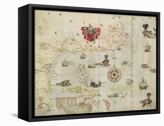 La Virgenia Pars: a Map of the East Coast of N. America-John White-Framed Stretched Canvas