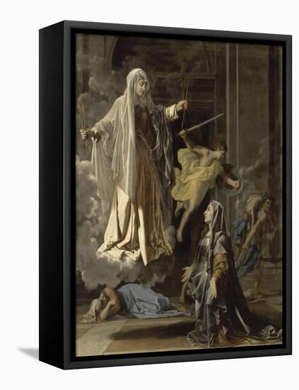 La vision de Sainte Françoise Romaine-Nicolas Poussin-Framed Premier Image Canvas