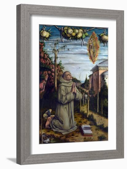 La Vision Du Bienheureux Gabriel - Gabriele Ferretti (1385-1456), Franciscain Italien Voit Apparait-Carlo Crivelli-Framed Giclee Print