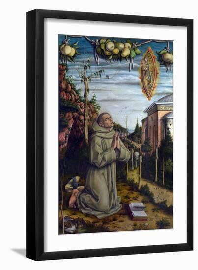 La Vision Du Bienheureux Gabriel - Gabriele Ferretti (1385-1456), Franciscain Italien Voit Apparait-Carlo Crivelli-Framed Giclee Print