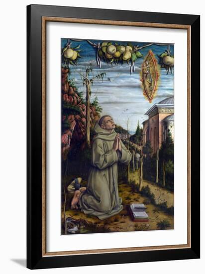 La Vision Du Bienheureux Gabriel - Gabriele Ferretti (1385-1456), Franciscain Italien Voit Apparait-Carlo Crivelli-Framed Giclee Print