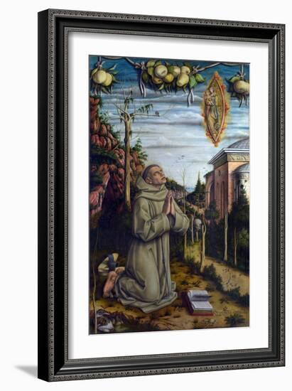 La Vision Du Bienheureux Gabriel - Gabriele Ferretti (1385-1456), Franciscain Italien Voit Apparait-Carlo Crivelli-Framed Giclee Print