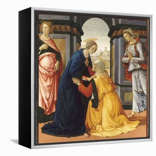 La Visitation entre Marie-Jacobie et Marie-Salomé-Domenico Ghirlandaio-Framed Premier Image Canvas