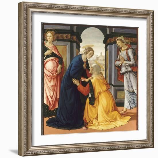 La Visitation entre Marie-Jacobie et Marie-Salomé-Domenico Ghirlandaio-Framed Giclee Print