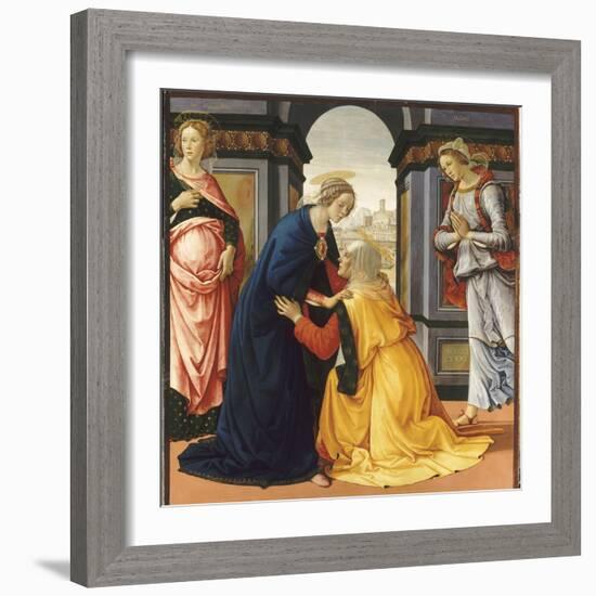 La Visitation entre Marie-Jacobie et Marie-Salomé-Domenico Ghirlandaio-Framed Giclee Print