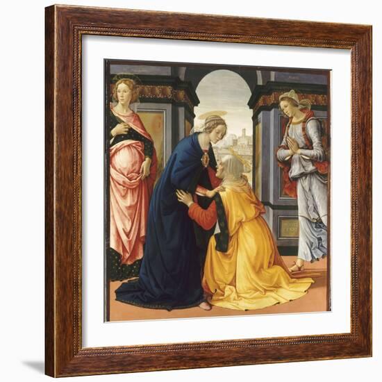 La Visitation entre Marie-Jacobie et Marie-Salomé-Domenico Ghirlandaio-Framed Giclee Print