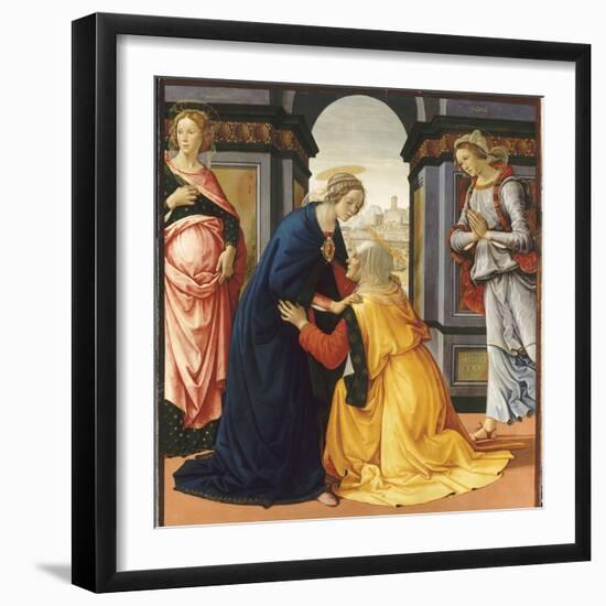 La Visitation entre Marie-Jacobie et Marie-Salomé-Domenico Ghirlandaio-Framed Giclee Print