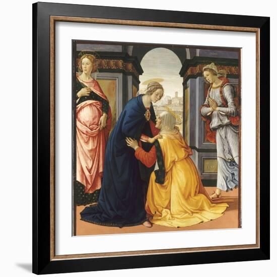 La Visitation entre Marie-Jacobie et Marie-Salomé-Domenico Ghirlandaio-Framed Giclee Print