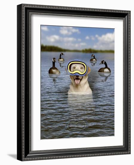 Lab And Geese-J Hovenstine Studios-Framed Giclee Print