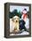 Lab Puppies with Snowman-William Vanderdasson-Framed Premier Image Canvas