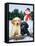 Lab Puppies with Snowman-William Vanderdasson-Framed Premier Image Canvas