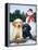 Lab Puppies with Snowman-William Vanderdasson-Framed Premier Image Canvas